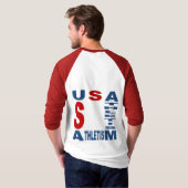 Roodwitte T-shirt USA ATHLETISM (Achterkant volledig)