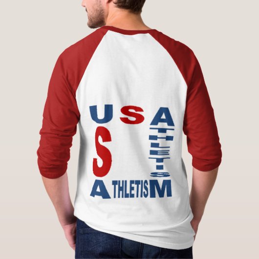 Roodwitte T-shirt USA ATHLETISM (Achterkant)