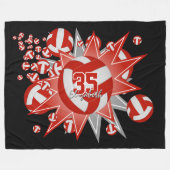 roodwitte volleybal blowout meisje sportkamer fleece deken (Voorkant (Horizontaal))