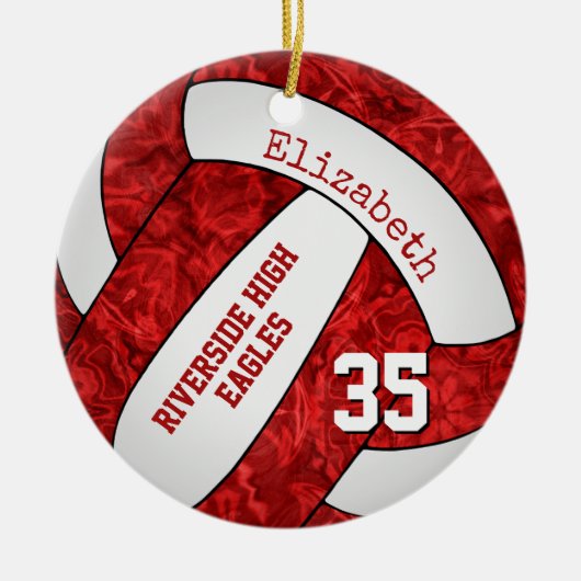 roodwitte volleybalplokleuren keramisch ornament (Voorkant)