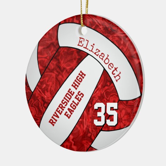 roodwitte volleybalplokleuren keramisch ornament (Links)