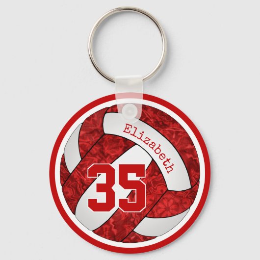 roodwitte volleybalplokleuren volleybalen sleutelhanger (Voorkant)