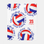 roodwitte volleybalrechtbank gelukkig plaats fleece deken (Voorkant)