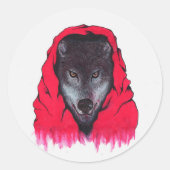 Roodwolf (Stickers) Ronde Sticker (Voorkant)