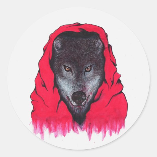 Roodwolf (Stickers) Ronde Sticker (Voorkant)