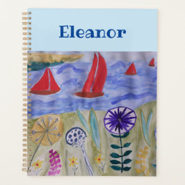 Roodzeilen en bloemen planner