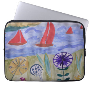 Roodzeilen en laptophoes laptop sleeve