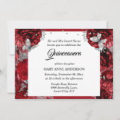 Roodzilvervlinder roos quinceanera kaart (Voorkant)