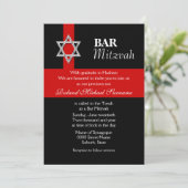 Roodzwarte bar mitzvah kaart (Staand voorkant)