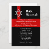 Roodzwarte bar mitzvah kaart (Voorkant / Achterkant)