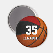 roodzwarte basketbalteam didactische cadeautjes magneet (Voorkant / Achterkant)