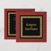 Roodzwarte goudddamtbruiloft kaart (Voorkant / Achterkant)