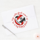 roodzwarte volleybal happy place girpografie ronde sticker (Envelop)