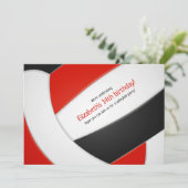 roodzwarte volleybaljongens verjaardagsfeest kaart (Staand voorkant)