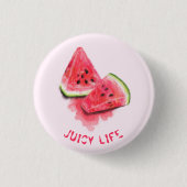 Roodzweet Juicy Watermeloenen Button (Voorkant)