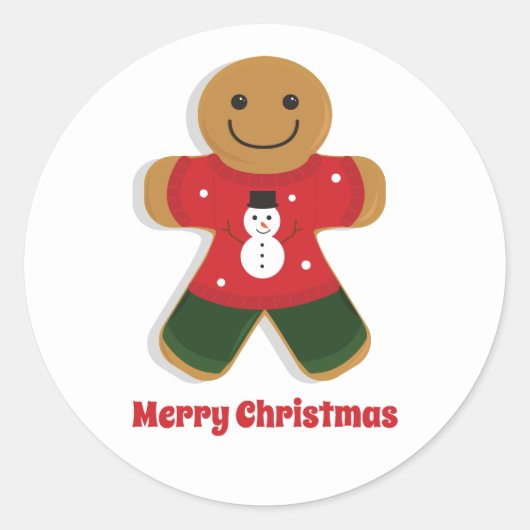 Roodzweet kerstman ronde sticker (Voorkant)