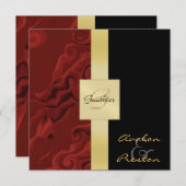 Roodzwijn Monogram Formele Weddenschap Kaart (Voorkant / Achterkant)