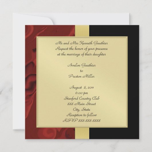 Roodzwijn Monogram Formele Weddenschap Kaart (Achterkant)