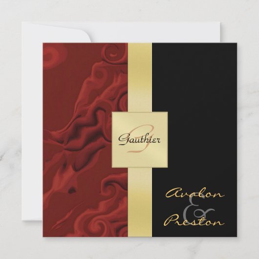 Roodzwijn Monogram Formele Weddenschap Kaart (Voorkant)