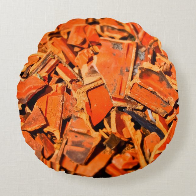 Roof tiles brick red roof panels rond kussen (Voorkant)