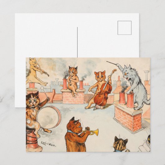 Roof Top Band by Louis Wain Feestdagenkaart (Voorkant / Achterkant)