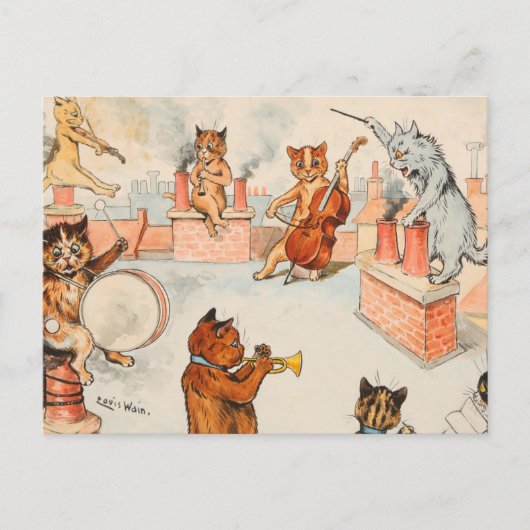 Roof Top Band by Louis Wain Feestdagenkaart (Voorkant)