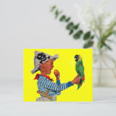 roofdier en papegaai briefkaart (Staand voorkant)