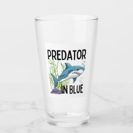 roofdier in het blauw, haai, cartoonstijl glas