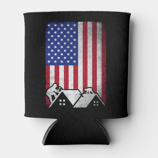 Roofer Amerikaanse vlag dakbedekking aannemer Blikjeskoeler (Voorkant)