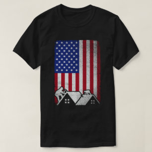 Roofer Amerikaanse vlag dakbedekking aannemer T-shirt