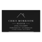  Roofer Black Silver Modern Roofing Company Magnetisch Visitekaartje (Voorkant)