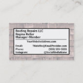 Roofer Bouw Oude Gordelroos Visitekaartje (Achterkant)