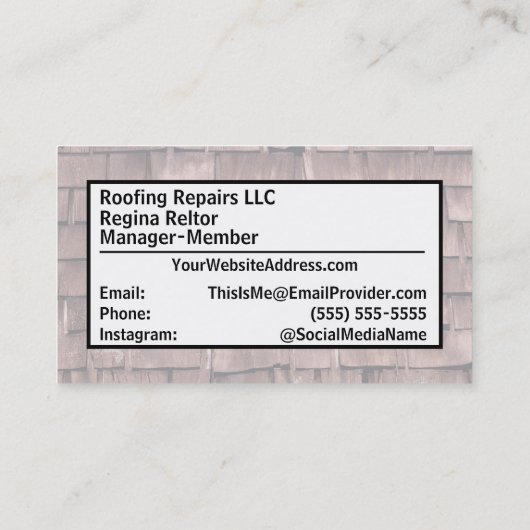 Roofer Bouw Oude Gordelroos Visitekaartje (Achterkant)