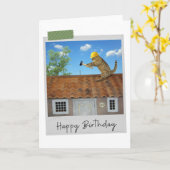 Roofer Cat Funny Birthday Card Kaart (Gele Bloem)