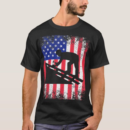 Roofer Dad USA Flag Patriotic Tshirt 4 juli G (Voorkant)