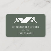 Roofer QR Code Dark Green Rounded Visitekaartje (Voorkant)