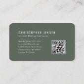 Roofer QR Code Dark Green Rounded Visitekaartje (Achterkant)