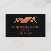 Roofer QR Code Roofing Business Black Copper Visitekaartje (Voorkant)