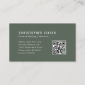 Roofer QR Code Roofing Business Dark Green Visitekaartje (Achterkant)