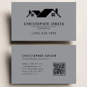 Roofer QR Code Roofing Business Gray Black Visitekaartje