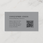 Roofer QR Code Roofing Business Gray Black Visitekaartje (Achterkant)