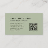 Roofer QR Code Roofing Business Sage Green Visitekaartje (Achterkant)