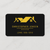 Roofer QR Code Simple Bold Black Yellow Rounded Visitekaartje (Voorkant)