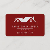 Roofer QR Code Simple Burgundy Rounded Visitekaartje (Voorkant)