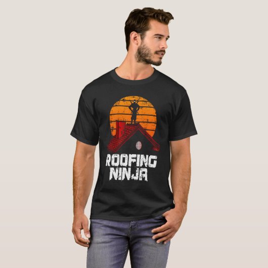 Roofer Roofing Ninja Contractor T-shirt (Voorkant volledig)