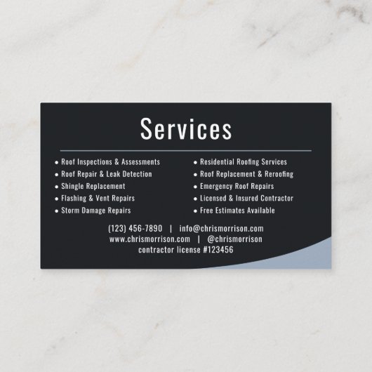 Roofer Roofing Professional Visitekaartje (Achterkant)