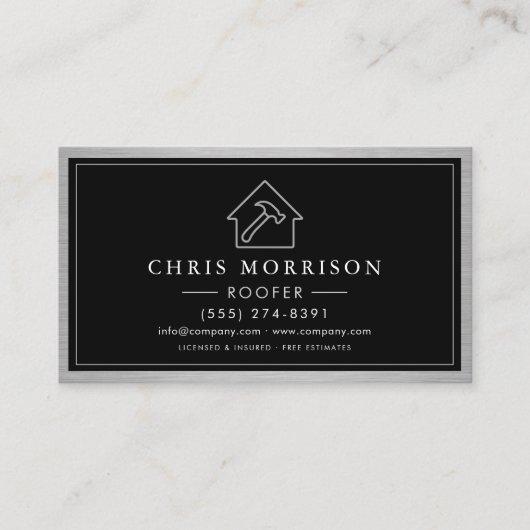 Roofer Roofing Service QR Code Contractor Visitekaartje (Voorkant)