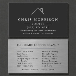  Roofer Silver Metallic Modern Roofing Company Visitekaartje