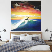 Roofer surfer meisje canvas afdruk (Insitu (Slaapkamer))