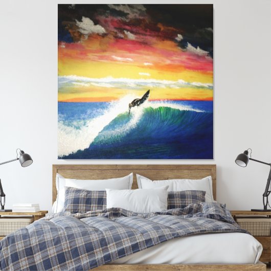 Roofer surfer meisje canvas afdruk (Insitu (Slaapkamer))